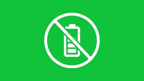 Battery charging forbidden not allowed half empty battery indicator green Stock Footage 309516540