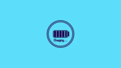 Battery charging icon animation on background Vídeo Stock 336549615