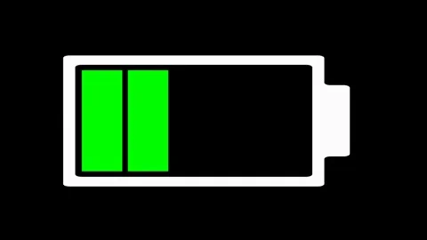 Battery charging icon on black background 3d render are being fully charged. Stock Footage 231078950