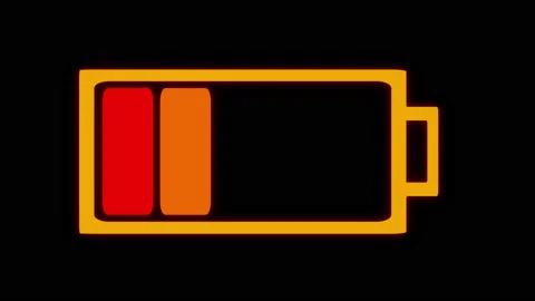 Battery charging icon on black background 3d render are being fully charged. Stock Footage 231079086