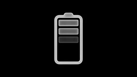Battery charging icon on black background 3d render are being fully charged.. Stock Footage 303069352