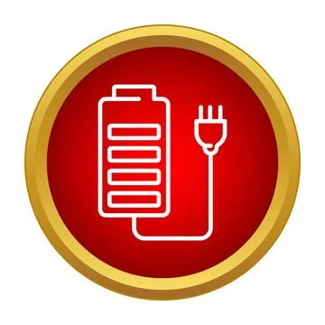 Battery charging icon indicating full power level Stock Illustration