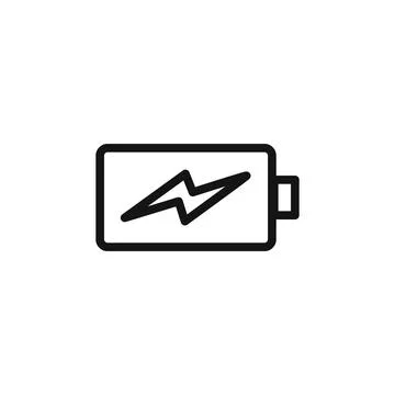 Battery charging icon linear vector graphics sign Stock Illustration