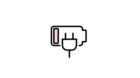 Battery Charging Icon with Plug Connector Stock Footage 343519142