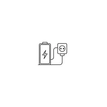 Battery charging icon with power plug and socket Stock Illustration