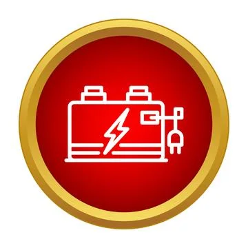 Battery charging icon on red background イラスト素材