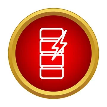 Battery charging icon in red circle button Illustrazione stock