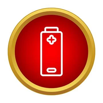Battery charging icon in red circle 库存插图
