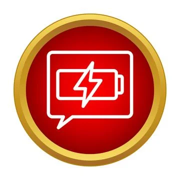 Battery charging icon in speech bubble notification Stock Illustration