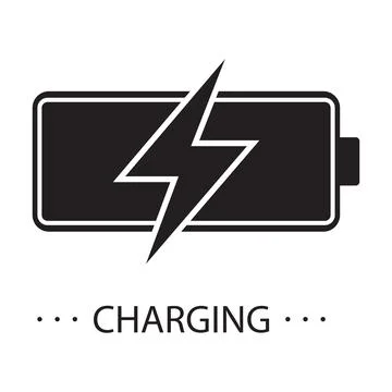 Battery charging icon vector power energy sign electricity symbol for graphic Stock Illustration