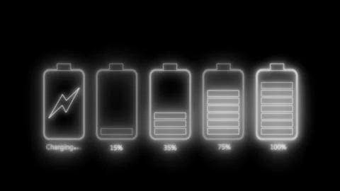 Battery charging indicator with levels animation Stock Footage 317858339