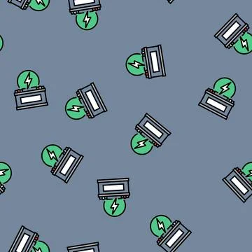 Battery charging industry vector seamless pattern イラスト素材