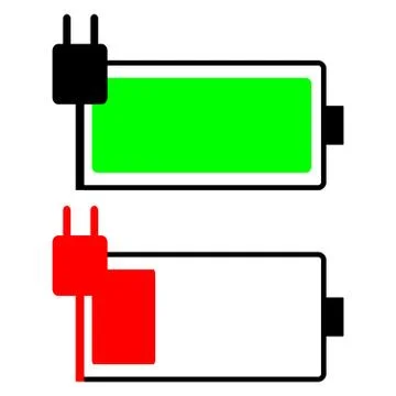 Battery charging isolated on white background Stock Illustration