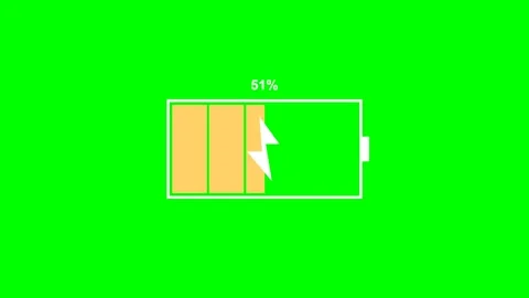 Battery Charging Level Fill With Energy Pulse on Green Screen Stock Footage 340816076