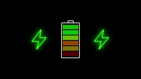Battery Charging Level Indicator with energy symbol concept footage animation. Stock Footage 332998850
