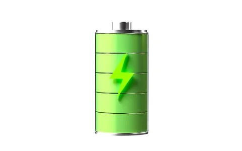 A battery with a charging mark, 3d rendering. Stock Illustration