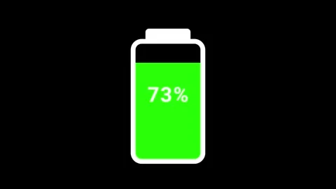 Battery Charging Percentage Indicator Power Level Animation 4K Stock Footage 334204398