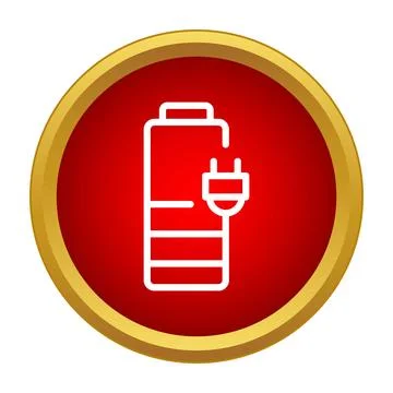 Battery charging power level icon inside circle Stock Illustration