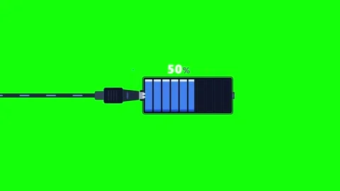 Battery charging progress bar animation with percentage counter on green sc.. Stock-Footage 344862821