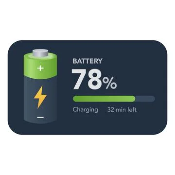 Battery charging progress UI 78 percent. vector illustration Stock Illustration