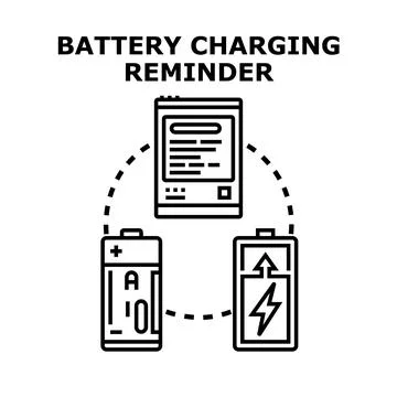 Battery charging reminder concept vector illustration Stock Illustration