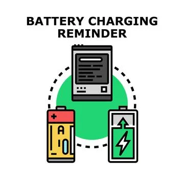 Battery charging reminder concept vector illustration Stock Illustration