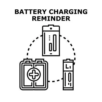 Battery charging reminder concept vector illustration 스톡 일러스트