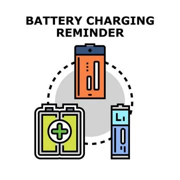 Battery charging reminder concept vector illustration 스톡 일러스트