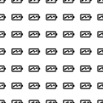 Battery charging seamless pattern. Vector Illustrazione stock