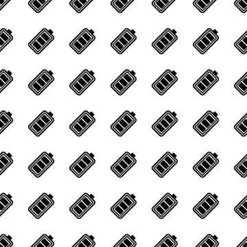 Battery charging seamless pattern. Vector Illustrazione stock