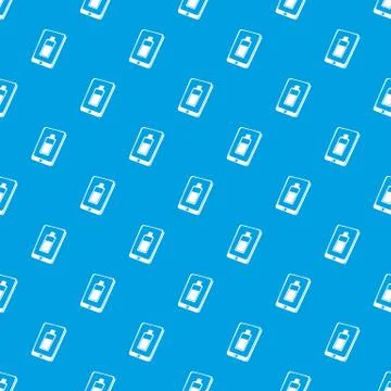 Battery charging smartphone pattern vector seamless blue Stock Illustration