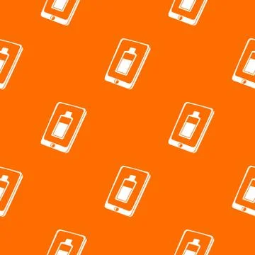Battery charging smartphone pattern vector orange Stock Illustration