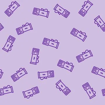 Battery charging station line vector seamless pattern Stock Illustration