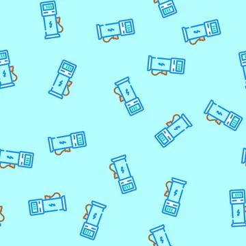 Battery charging station vector seamless pattern Illustrazione stock