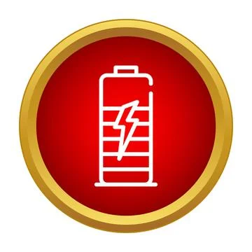 Battery charging status icon with power bolt Stock Illustration