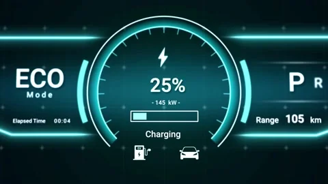 Battery charging status interface on ele... | Stock Video | Pond5