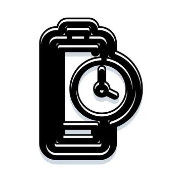 Battery charging time management flat icon design Illustrazione stock