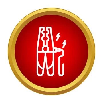 Battery clamping icon with active electrical charge connection Stock Illustration