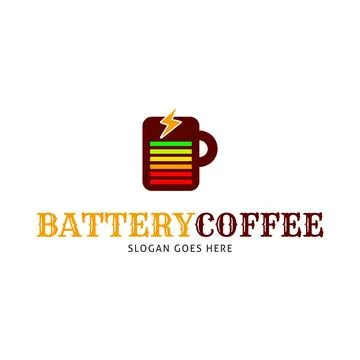 Battery Coffee Icon Vector Logo Template Illustration Design Stock Illustration