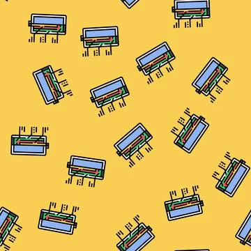 Battery components vector seamless pattern Stock Illustration