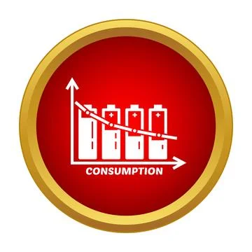 Battery consumption graph showing energy depletion over time Ilustración de archivo