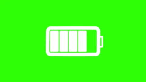 The battery is dead. 4K animation. White abstract icon. Green background. Stock Footage 131728338