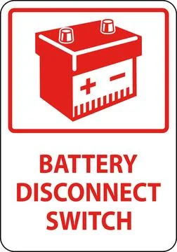 Battery Disconnect Switch Sign On White Background Stock Illustration