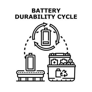 Battery durability cycle vector concept illustration Stockillustratie