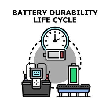Battery durability life cycle concept illustration Illustrazione stock