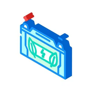 Battery eco conscious isometric icon vector illustration Stock Illustration