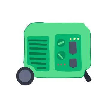 Battery electricity generator cartoon vector illustration Illustrazione stock