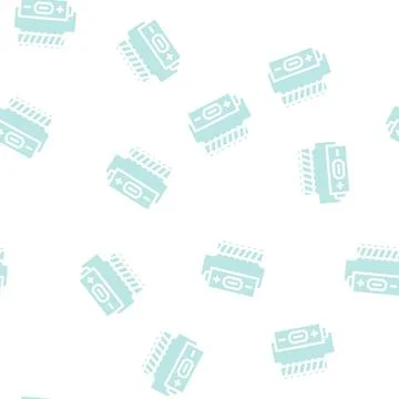 Battery electromagnetic glyph vector seamless pattern Stock Illustration