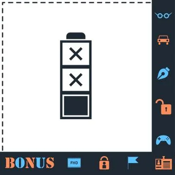 Battery empty icon flat Stock Illustration