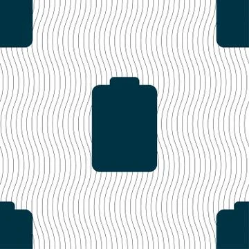 Battery empty, Low electricity icon sign. Seamless pattern with geometric textur Illustrazione stock